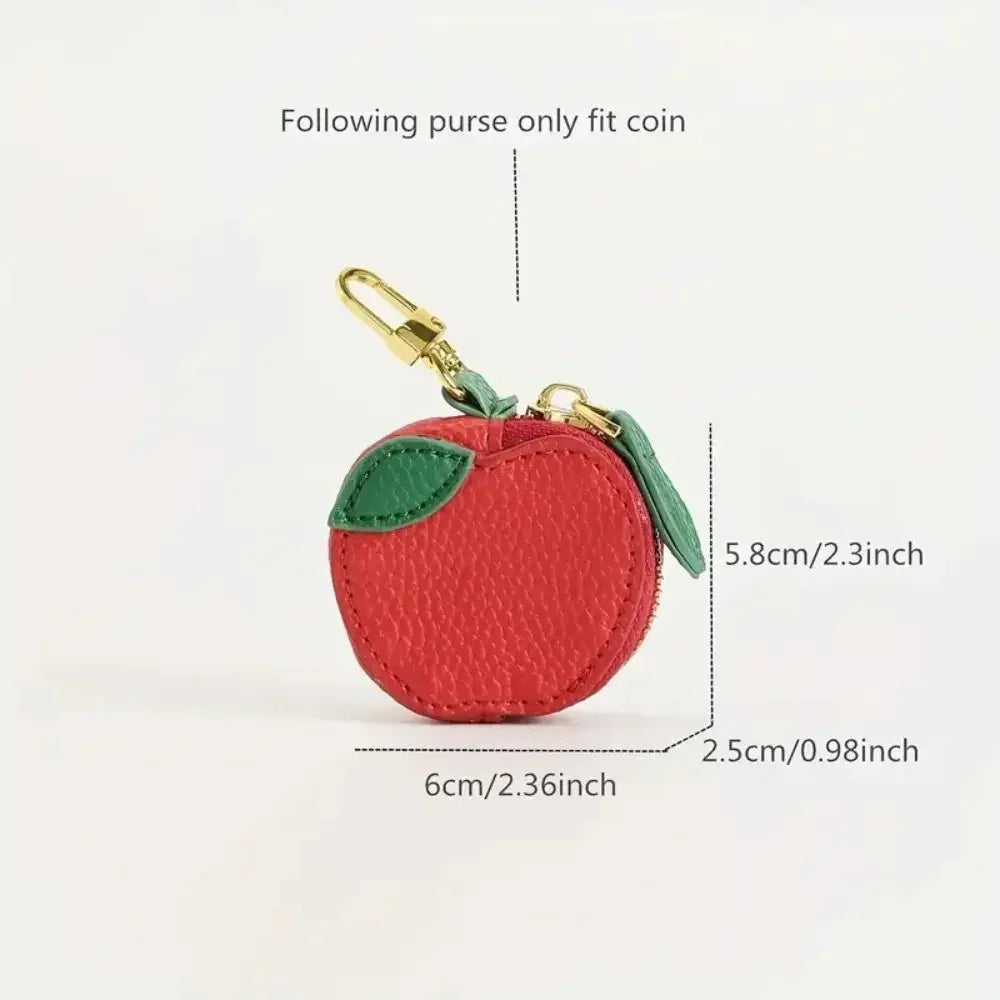 Mini Cherry Fruit Shape Coin Purse Strawberry Cute PU Leather Pendant Korean Style Keychain Earphone Bag Mini Storage Bag